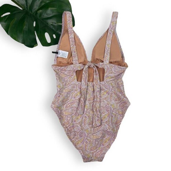 J. Crew Eco Plunge V-Neck One-Piece Swimsuit in Beach Paisley - Picture 5 of 9